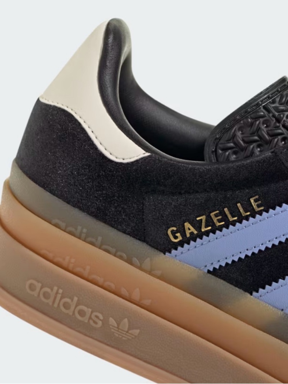 Adidas Gazelle Bold J Core Black Blue Spark Size 4.5 Y/6.5 Womens Velvet, NWB - Picture 2 of 15